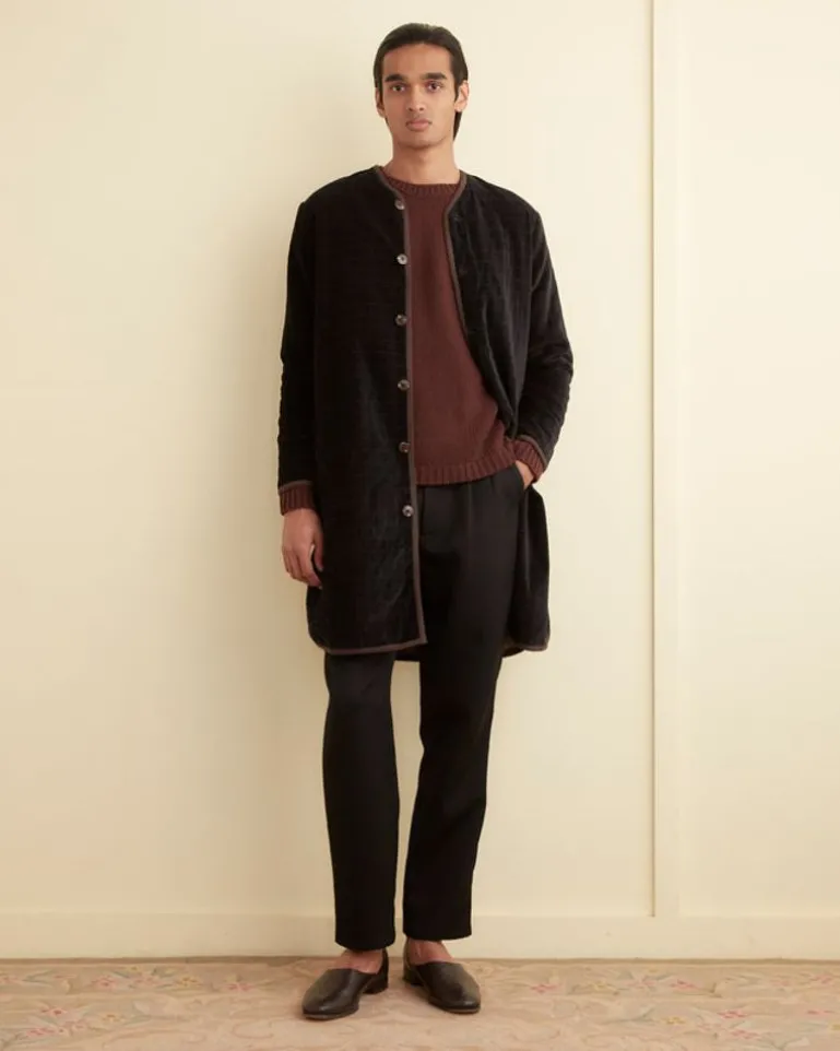 Men BODE Quilted Velvet Liner Coat