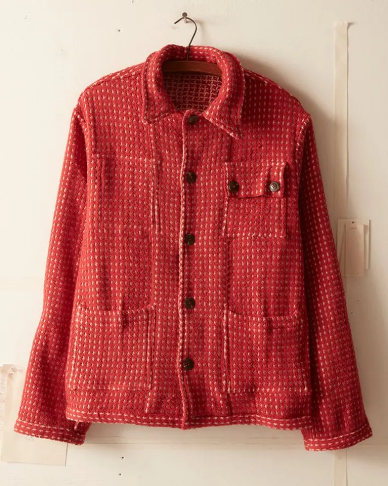 Men BODE Reversible Duo Waffle Jacket - Red