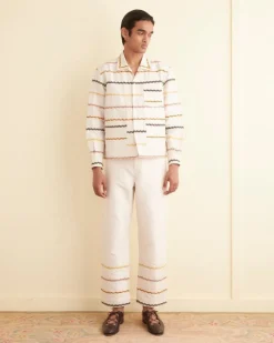 Men BODE Rickrack Stripe Long Sleeve Shirt