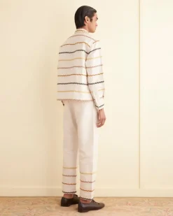 Men BODE Rickrack Stripe Long Sleeve Shirt