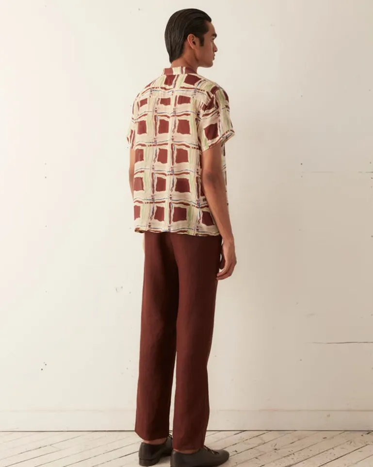 Men BODE Ripple Plaid Short Sleeve Shirt