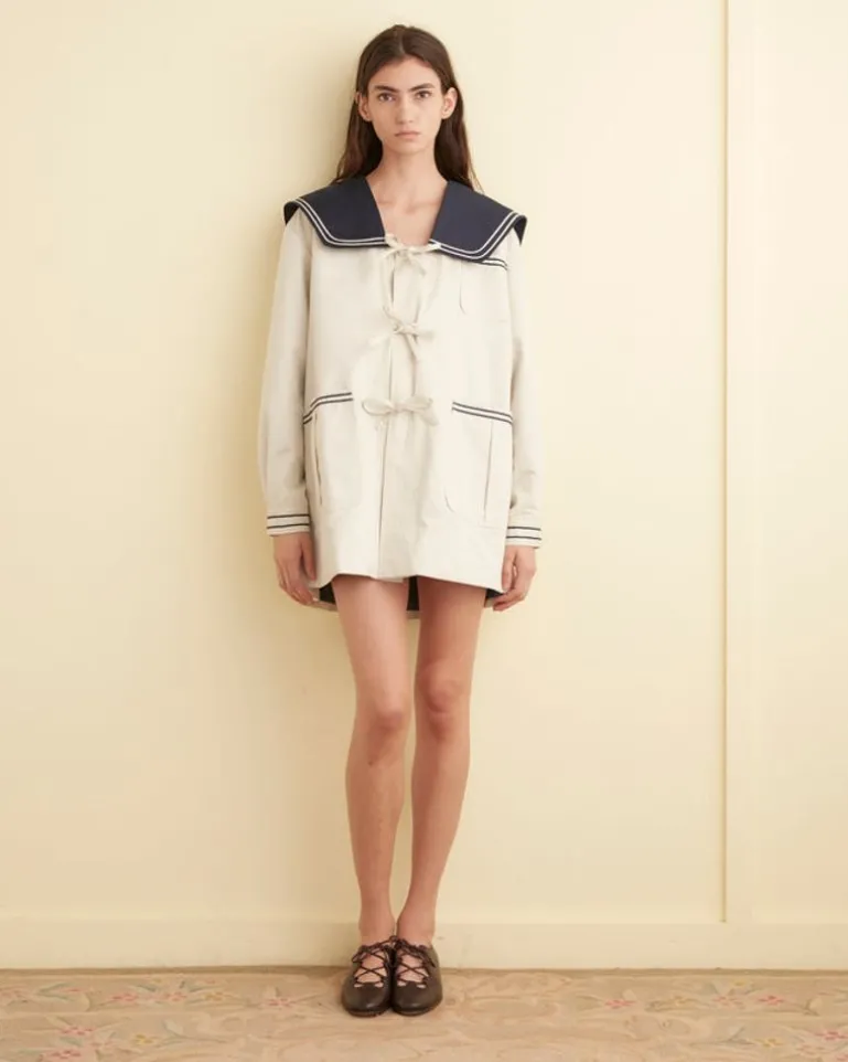 Women BODE Sailor Coat - Cream/Navy