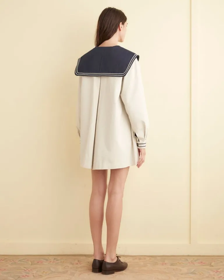 Women BODE Sailor Coat - Cream/Navy