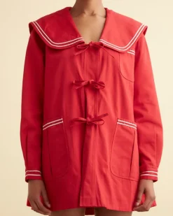 Women BODE Sailor Coat - Red