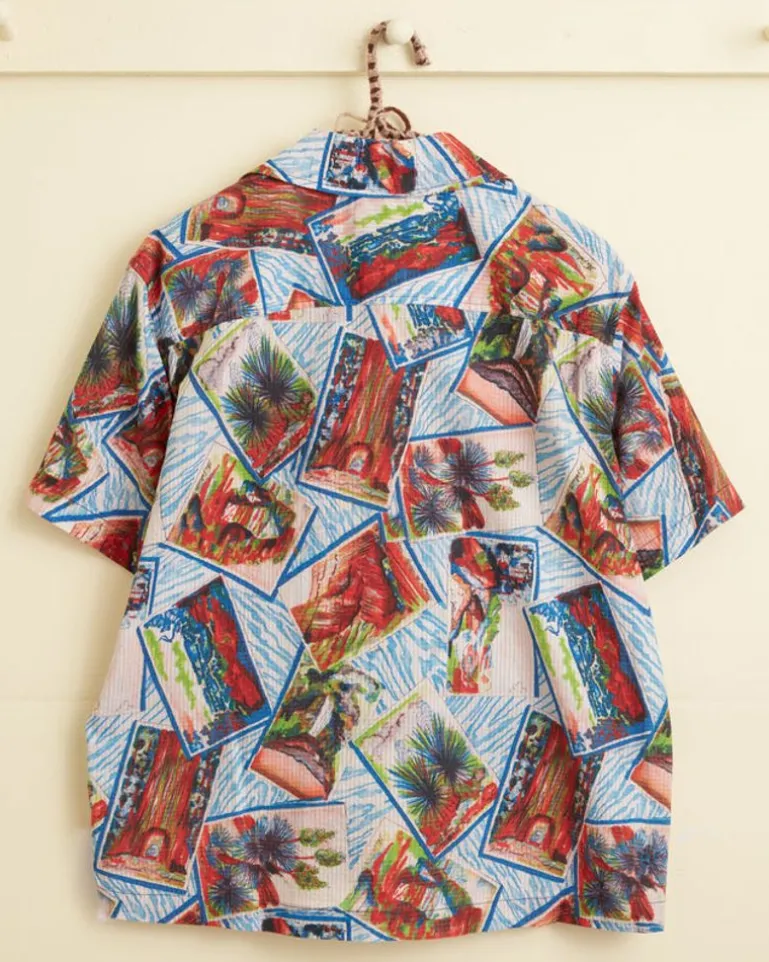 Men BODE Seersucker Postcard Short Sleeve Shirt