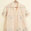 Men BODE Sequined Floral Net Short Sleeve Shirt