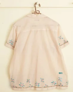 Men BODE Sequined Floral Net Short Sleeve Shirt