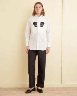 Men BODE Sequined Silhouette Tuxedo Shirt