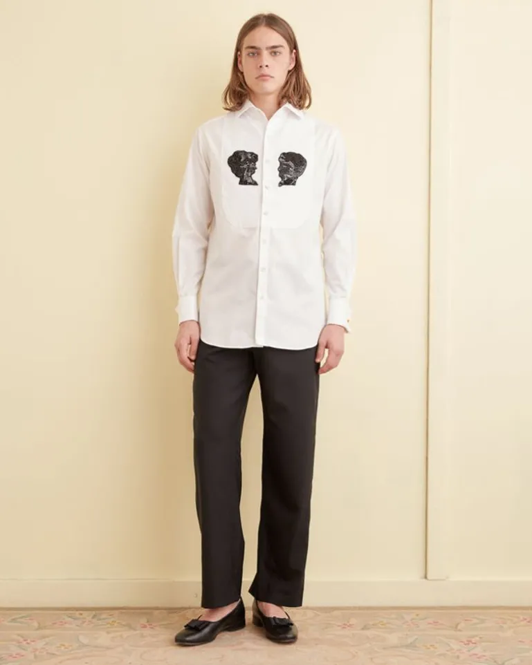 Men BODE Sequined Silhouette Tuxedo Shirt