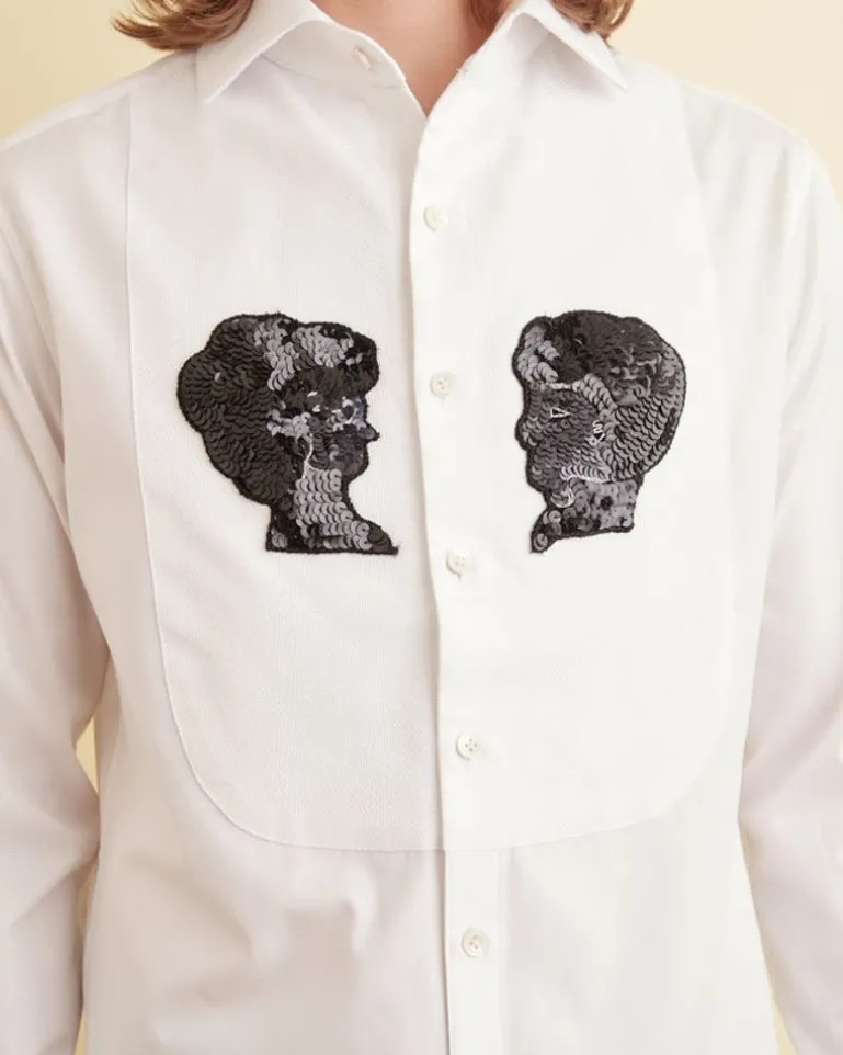 Men BODE Sequined Silhouette Tuxedo Shirt