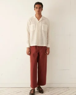 Men BODE Sheer Brick Lace Long Sleeve Shirt