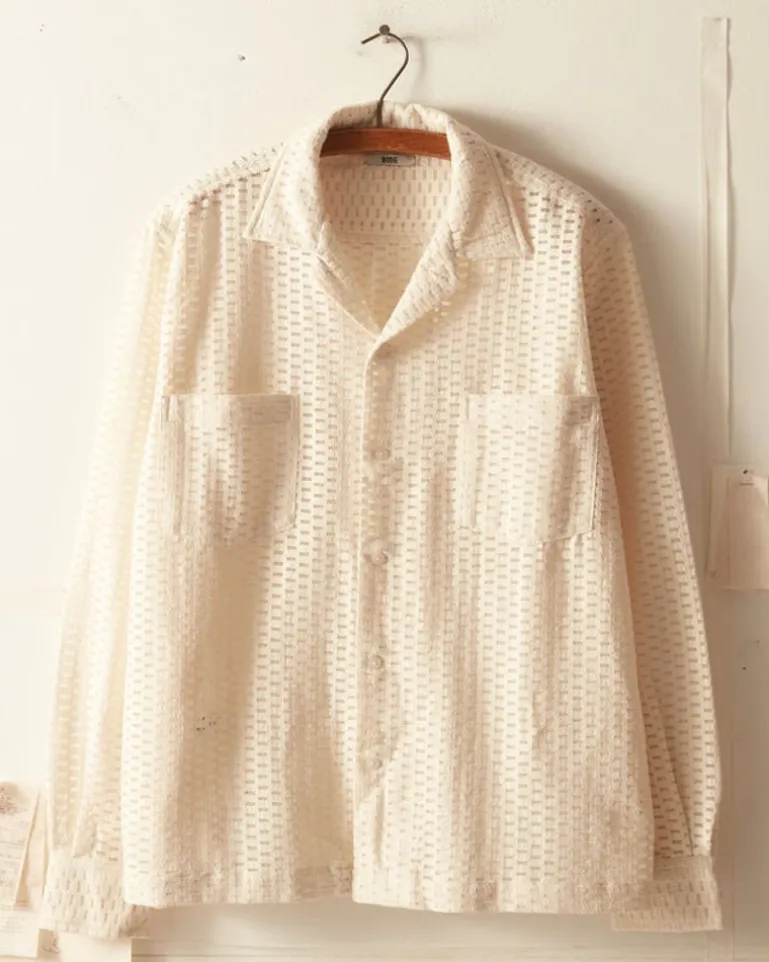 Men BODE Sheer Brick Lace Long Sleeve Shirt