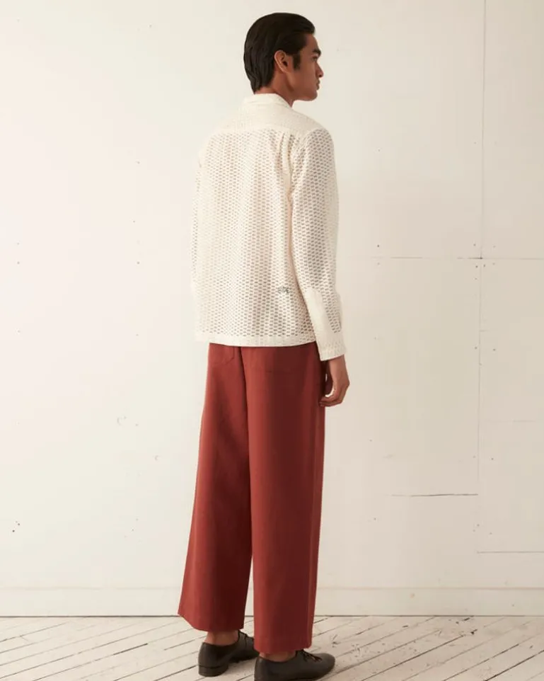 Men BODE Sheer Brick Lace Long Sleeve Shirt