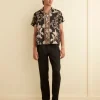 Men BODE Sheer Cranes Short Sleeve Shirt