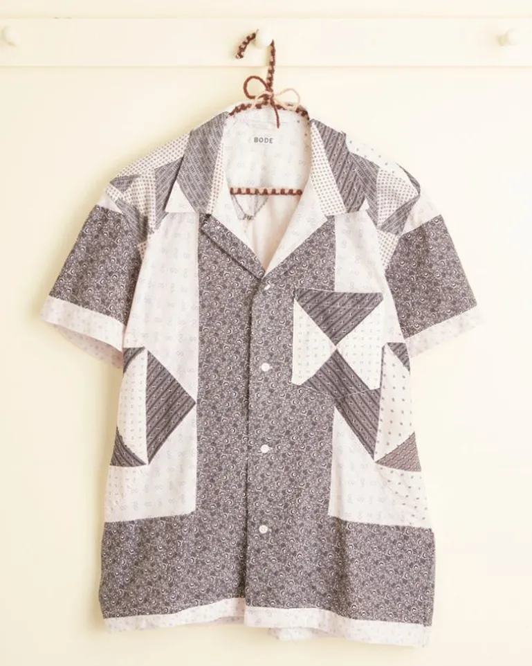 Men BODE Silver Brunia Short Sleeve Shirt - M