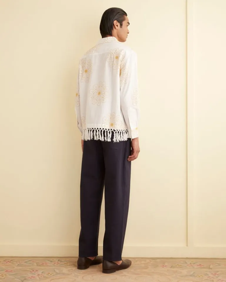Men BODE Soleil Fringe Long Sleeve Shirt