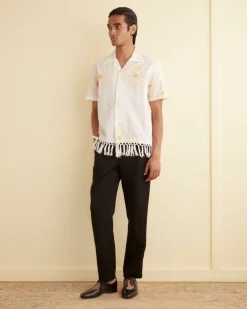 Men BODE Soleil Fringe Short Sleeve Shirt