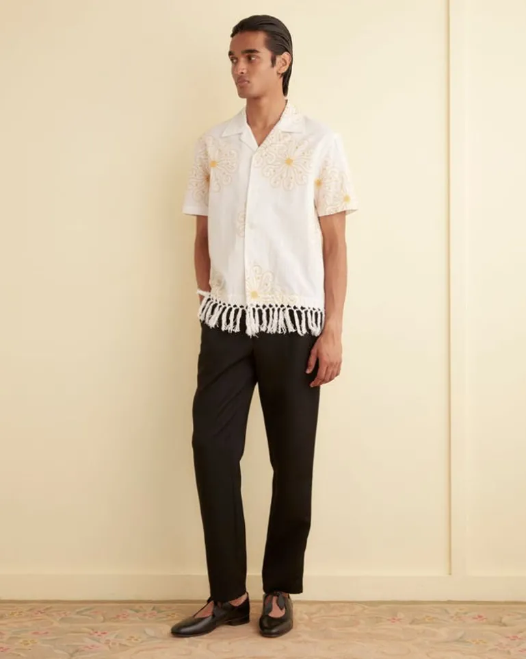 Men BODE Soleil Fringe Short Sleeve Shirt
