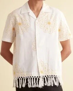 Men BODE Soleil Fringe Short Sleeve Shirt
