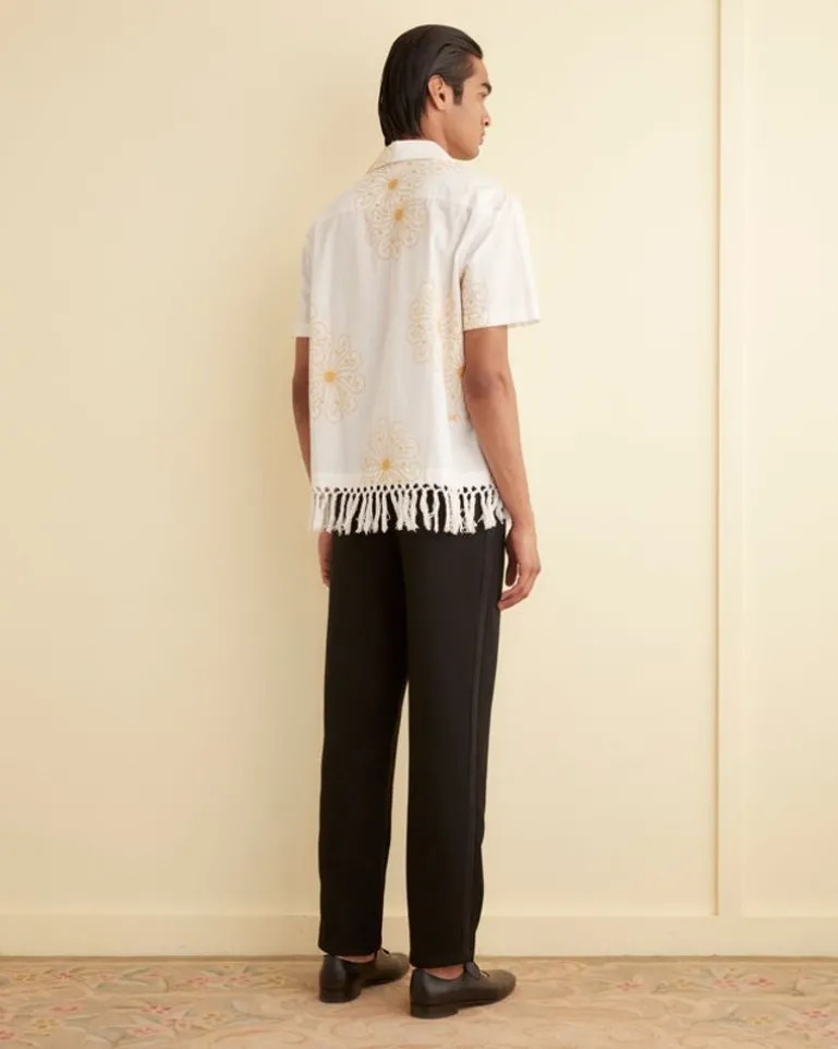 Men BODE Soleil Fringe Short Sleeve Shirt