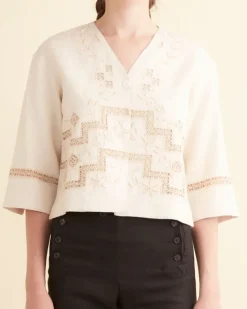 Women BODE Step Cutwork Overshirt