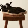 Men BODE Suede Lace-Up Espadrille - Black Natural