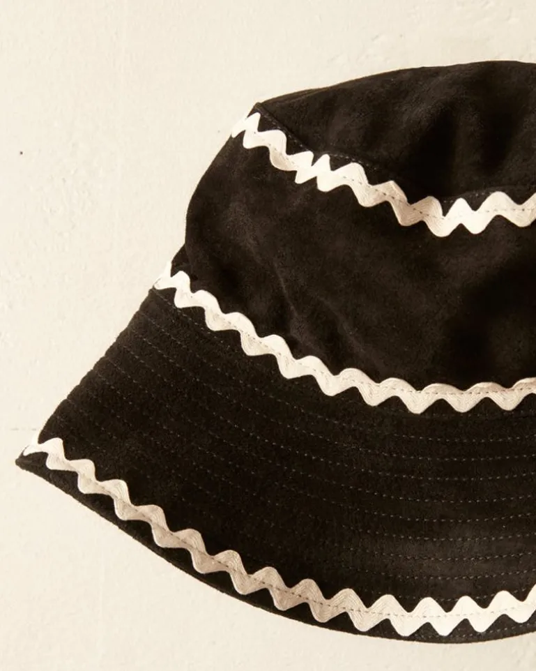 Men BODE Suede Rickrack Hat - Black