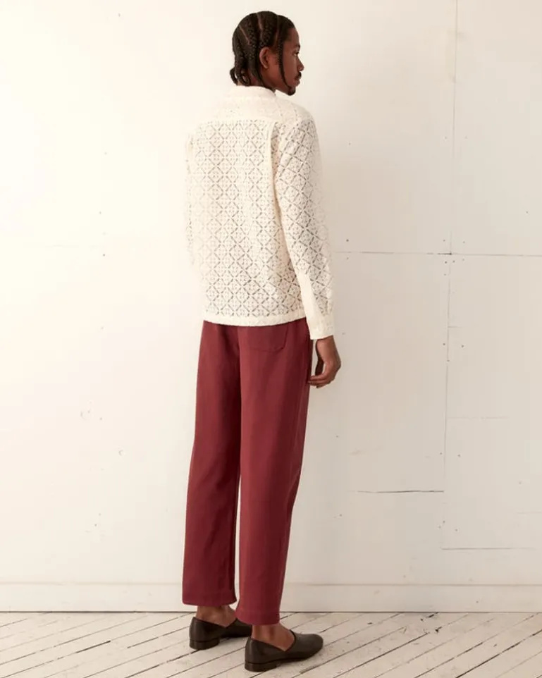 Men BODE Tile Lace Long Sleeve Shirt - Ecru