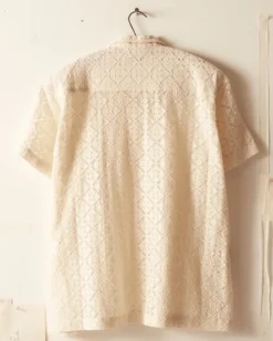 Men BODE Tile Lace Short Sleeve Shirt - Ecru