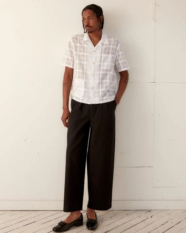 Men BODE Tonal Plaid Short Sleeve Shirt