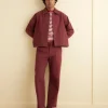 Men BODE Twill Cropped Car Jacket - Merlot