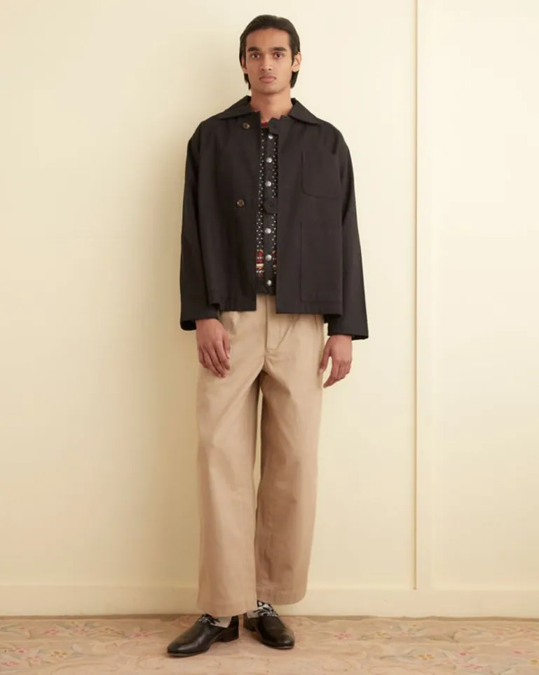 Men BODE Twill Front Tab Jacket - Black