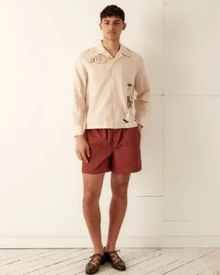 Men BODE Twill Rugby Short - Cinnamon