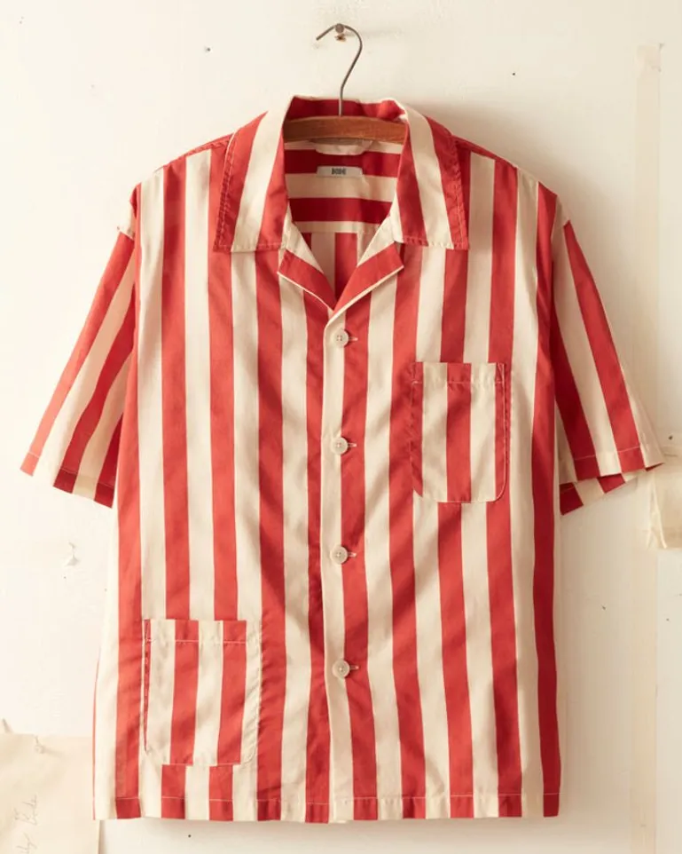 Men BODE Valance Stripe Short Sleeve Shirt