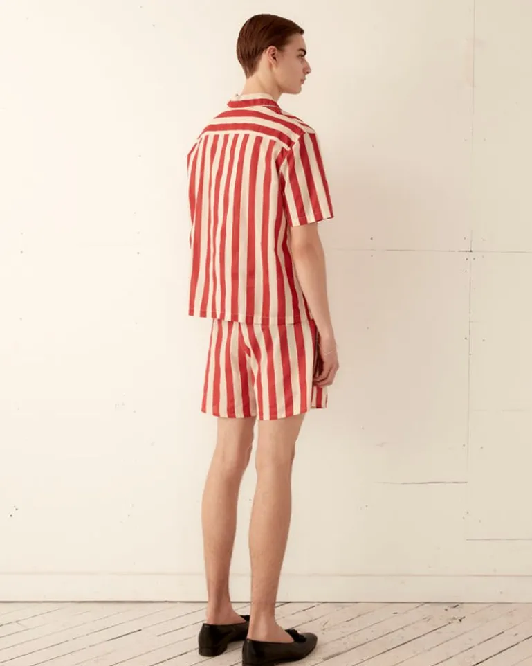 Men BODE Valance Stripe Short Sleeve Shirt