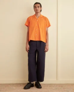 Men BODE Voile Double-Pocket Short Sleeve Shirt - Orange