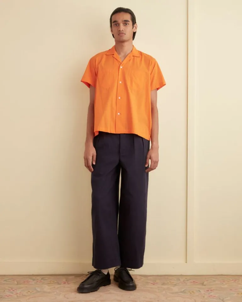 Men BODE Voile Double-Pocket Short Sleeve Shirt - Orange