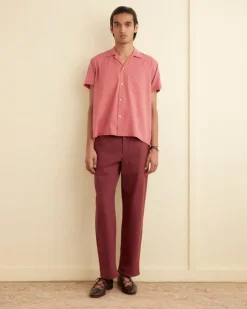 Men BODE Voile Double-Pocket Short Sleeve Shirt - Pink