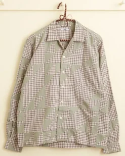 Men BODE Wandering Lover Quilt Long Sleeve Shirt - Mint
