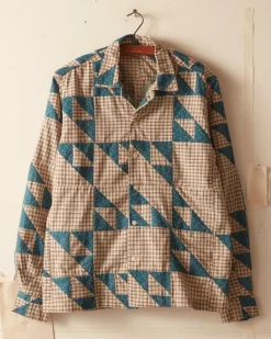 Men BODE Wandering Lover Quilt Long Sleeve Shirt - Blue